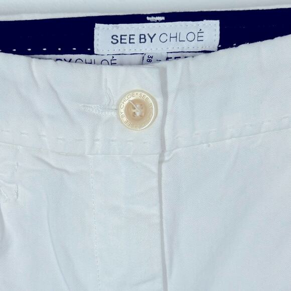 See By Chloe White Flare Bootcut Cotton Trouser Pants Size 2 - Picture 9 of 14